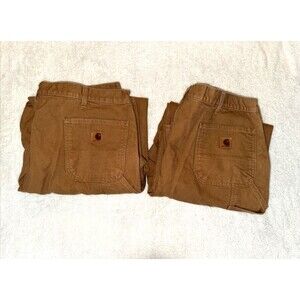 CARHARTT Pants Mens 42x32 Loose Original Fit B11 BRN Lot 2 Washed Duck Cotton